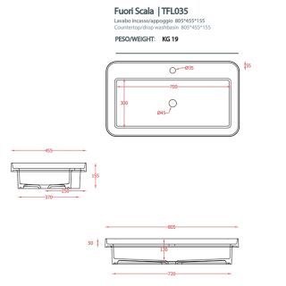Раковина ArtCeram Fuori Scala TFL035 15 00 *1 grigio oliva 80.5 см